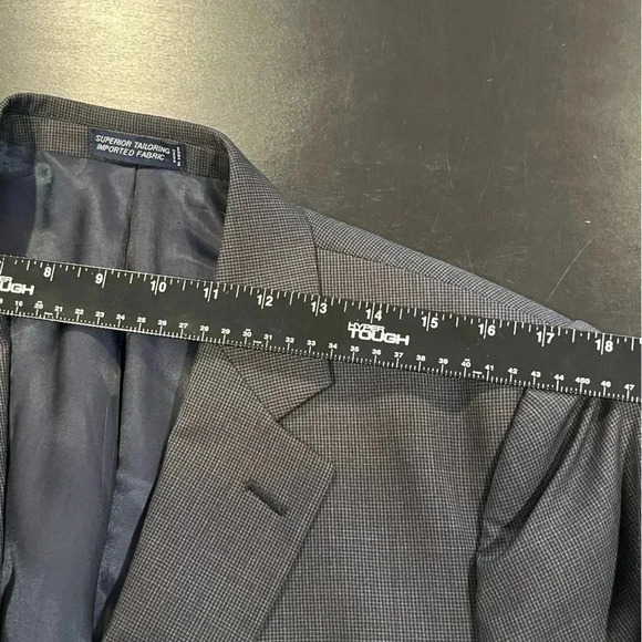 Nautica Wool Houndstooth Gray Two Button Double Vented Blazer Jacket Mens 42S - Picture 9 of 12